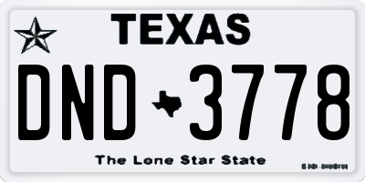 TX license plate DND3778
