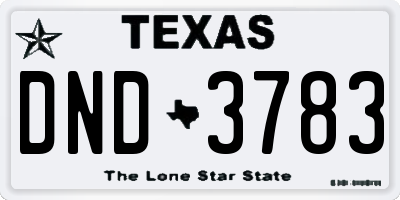 TX license plate DND3783