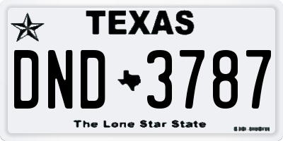 TX license plate DND3787