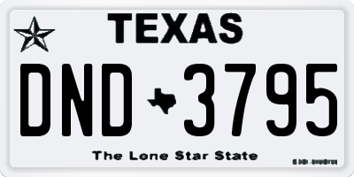 TX license plate DND3795