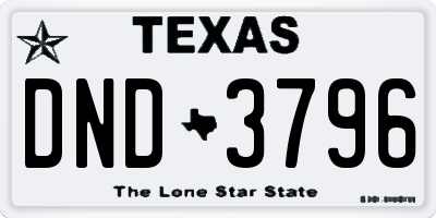 TX license plate DND3796