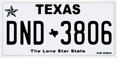 TX license plate DND3806