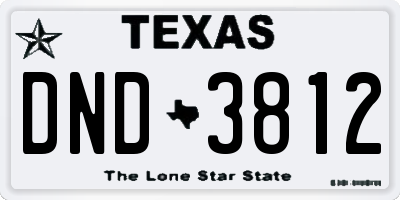 TX license plate DND3812
