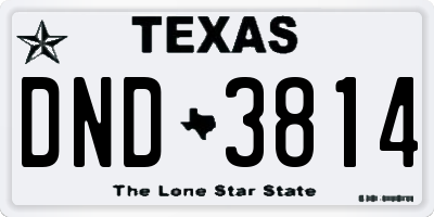 TX license plate DND3814