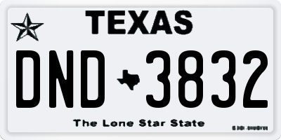 TX license plate DND3832