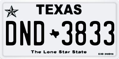 TX license plate DND3833
