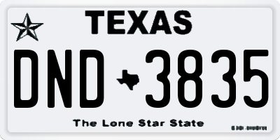 TX license plate DND3835