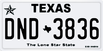 TX license plate DND3836