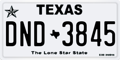 TX license plate DND3845