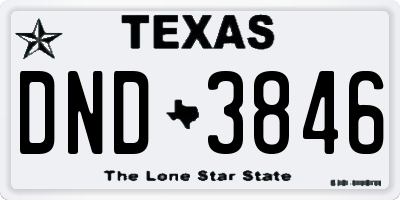 TX license plate DND3846