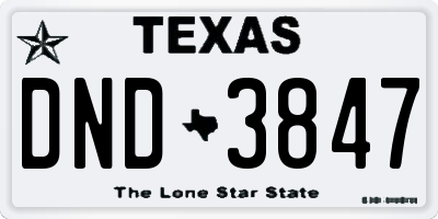 TX license plate DND3847