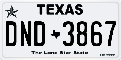 TX license plate DND3867