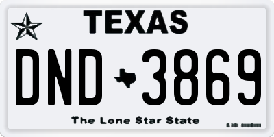 TX license plate DND3869
