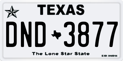 TX license plate DND3877
