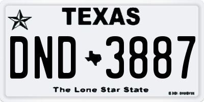 TX license plate DND3887