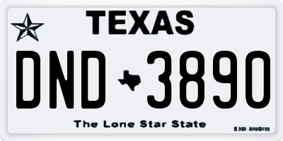 TX license plate DND3890