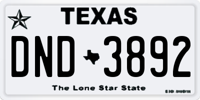 TX license plate DND3892