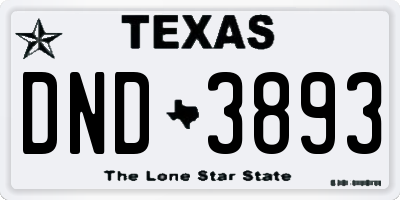 TX license plate DND3893