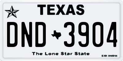 TX license plate DND3904