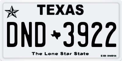 TX license plate DND3922