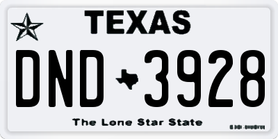 TX license plate DND3928