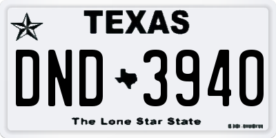 TX license plate DND3940