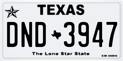 TX license plate DND3947