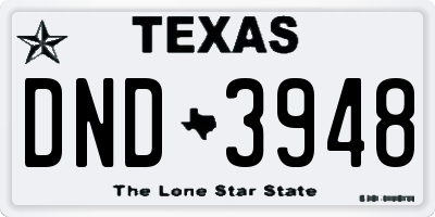 TX license plate DND3948