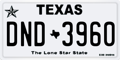 TX license plate DND3960