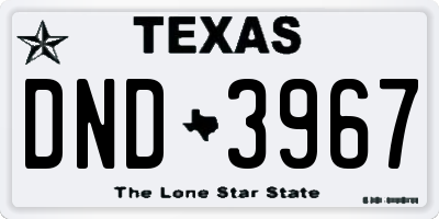 TX license plate DND3967