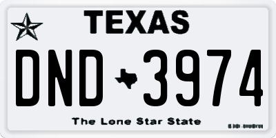 TX license plate DND3974