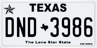 TX license plate DND3986