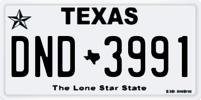 TX license plate DND3991