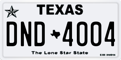 TX license plate DND4004