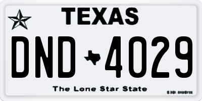 TX license plate DND4029