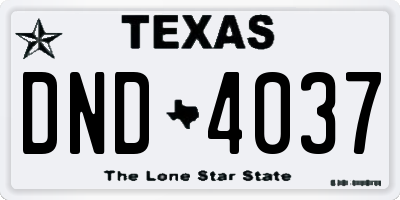 TX license plate DND4037