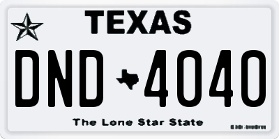 TX license plate DND4040