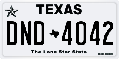 TX license plate DND4042