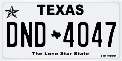 TX license plate DND4047