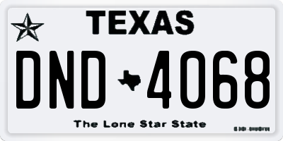 TX license plate DND4068