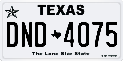 TX license plate DND4075