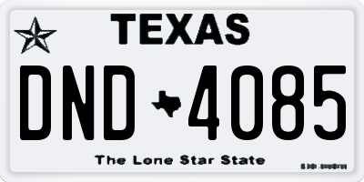 TX license plate DND4085