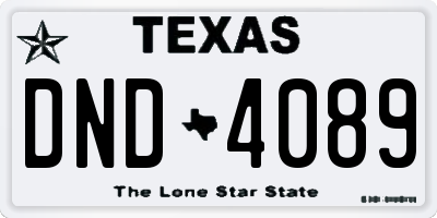 TX license plate DND4089