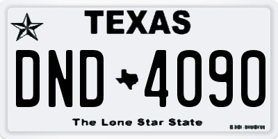 TX license plate DND4090