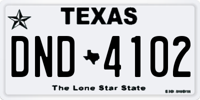 TX license plate DND4102