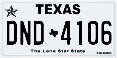 TX license plate DND4106