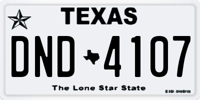 TX license plate DND4107