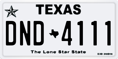 TX license plate DND4111