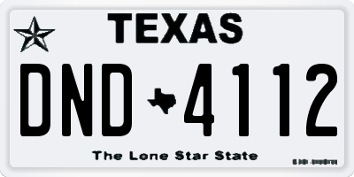 TX license plate DND4112