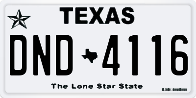 TX license plate DND4116